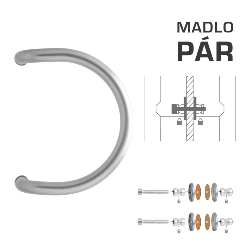 KLAMKA MP M1 WA/AS-GLASS - para (srebrny RAL 9006)