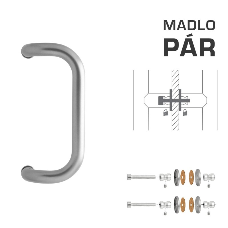 KLAMKA M2 WA/AS-GLASS - para (srebrny RAL 9006)