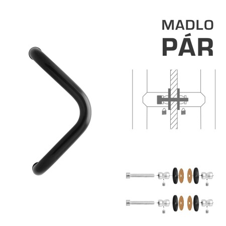 KLAMKA MP M6 WA/AS-GLASS - para (Czarny RAL 9005)