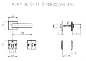 Okucia budowlane ROSTEX 804 kwadratowe (CHROMOWANA STAL NIERDZEWNA POŁYSK)