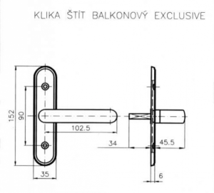 Okucia okienne ROSTEX klamka i osłona balkonowa EXCLUSIVE (CHROMOWANA STAL NIERDZEWNA)