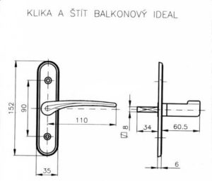 Okucia okienne ROSTEX klamka i osłona balkonowa IDEAL (CHROMOWANA STAL NIERDZEWNA)