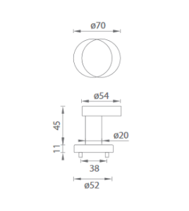 Odsadzenie kulki drzwiowej MP 2273 ⌀ 55 mm (STAL NIERDZEWNA SZLIFOWANA)