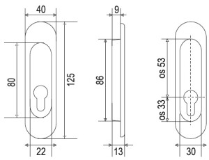 Płytki do drzwi przesuwnych MP OVAL FT 3665 PZ/D