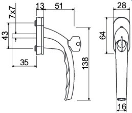 Okucie okienne RICHTER RHW L 009 SU (F1, F4, F9, BIAŁY, ANTRACYT, CZARNY)