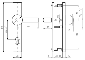 Okucia bezpieczeństwa ROSTEX BK 802/O BARYT (CHROMOWA STAL NIERDZEWNA)