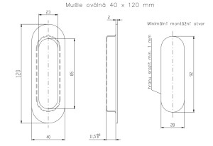 Powłoka do drzwi przesuwnych ROSTEX owalna 120x40 mm (STAL NIERDZEWNA MATOWA, CZARNA)