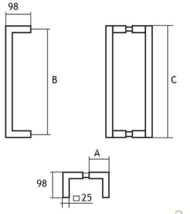 Klamka EUROLATON do drzwi szklanych i drewnianych - 76250350 (stal nierdzewna)