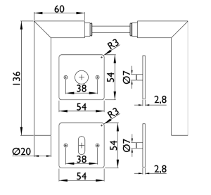 Okucia drzwiowe TWIN VISION HR H 1802FL FAST LOCK (CM)