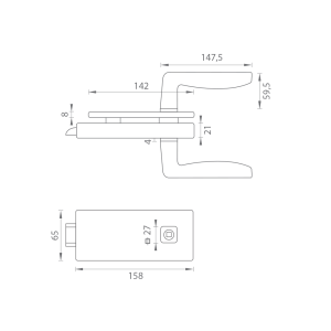 MP - UNIQUE R8 - Uchwyt szklany ERBA LOCK - bez tylnego otworu BS - Czarny mat