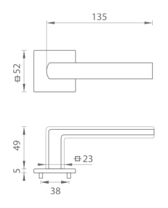 Okucia do drzwi MP TI - POPULARNE - HR 4161Q 5S (BS - Czarny mat)