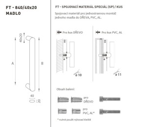 MP FT - UCHWYT kod K40 40x20 mm SP (BN - Stal nierdzewna szczotkowana) - szt.