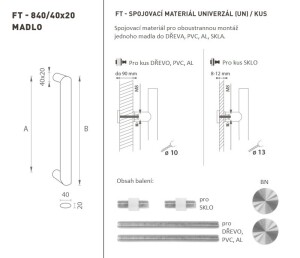 MP FT - UCHWYT kod K40 40x20 mm UN (BN - Stal nierdzewna szczotkowana) - szt