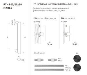 MP FT - UCHWYT kod K40 40x20 mm UN (BS - Czarny mat) - szt