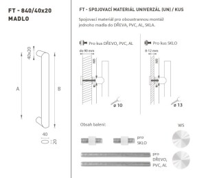 MP FT - UCHWYT kod K40 40x20 mm UN (WS - Biały mat) - szt.