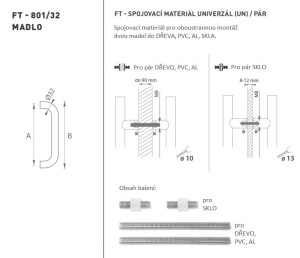 KLAMKA kod MP K01 Ø 32 mm UN - para (BN - stal nierdzewna szczotkowana)