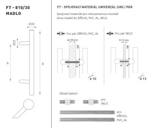 KLAMKA kod MP K10 Ø 30 mm UN - para (BS - czarny mat)