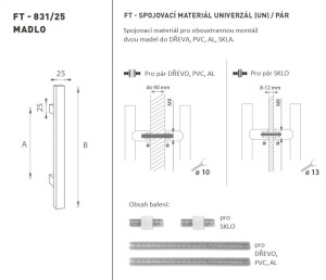 KLAMKA kod MP K31 25x25 mm UN - para (BN - stal nierdzewna szczotkowana)