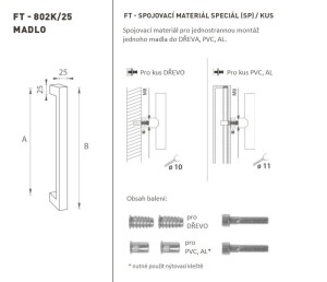 KLAMKA MP kod K02K 25x25 mm SP - szt. (BN - Stal nierdzewna szczotkowana)