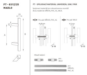 KLAMKA kod MP K31Z 25x25 mm UN - para (BN - stal nierdzewna szczotkowana)