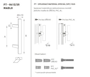 KLAMKA MP kod K41Z 40x10 mm SP - szt. (BN - Stal nierdzewna szczotkowana)