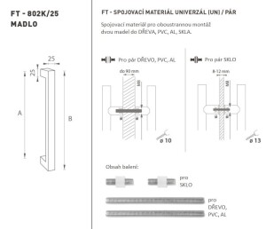 KLAMKA kod MP K02K 25x25 mm UN - para (BN - stal nierdzewna szczotkowana)