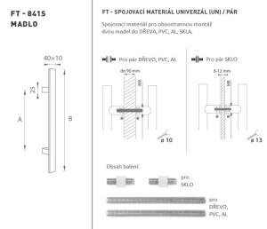 KLAMKA kod MP K41S 40x10 mm UN - para (BN - stal nierdzewna szczotkowana)