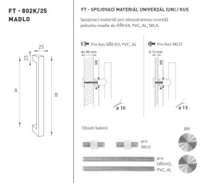 KLAMKA kod MP K02K 25x25 mm UN - szt. (BN - stal nierdzewna szczotkowana)