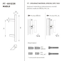 KLAMKA MP kod K31Z 25x25 mm SP - szt. (BN - Stal nierdzewna szczotkowana)