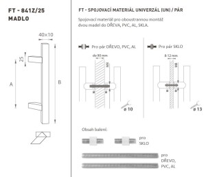 KLAMKA kod MP K41Z 40x10 mm UN - para (BN - stal nierdzewna szczotkowana)