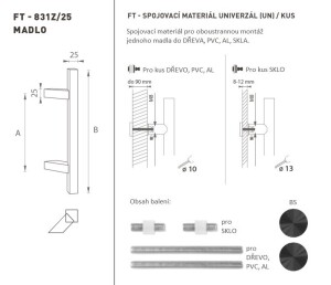 KLAMKA kod MP K31Z 25x25 mm UN - szt. (BS - czarny mat)