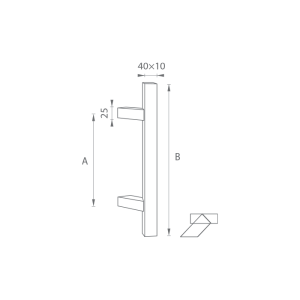 KLAMKA kod MP K41Z 40x10 mm ST - szt. (BN - stal nierdzewna szczotkowana)