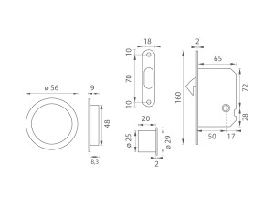 Zestaw do drzwi przesuwnych MP 2850 WC - R (BS - Czarny mat)