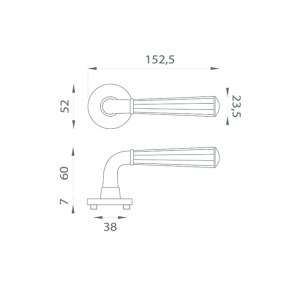 Okucia drzwiowe MP MARIGOLD 3 - R 7S (BS/CUM/BS - Czarny mat / Miedź mat / Czarny mat)