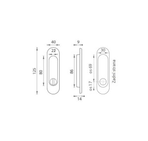 Obudowa do drzwi przesuwnych MP OVAL WC - 3665AR (BS - Czarny mat)