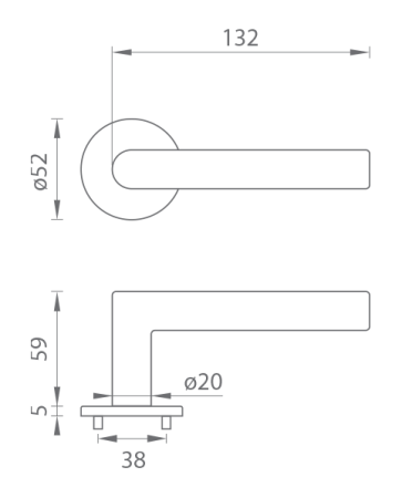 Okucia drzwiowe MP TI - FAVORIT - R 4152 5S (BS - Czarny mat)