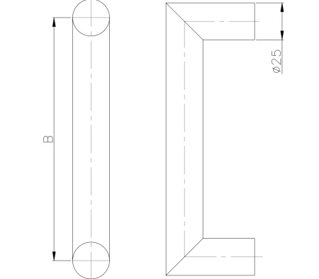 Klamka TWIN BJ 118002, ∅ 25 mm - sztuka (stal nierdzewna)