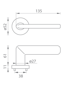 Okucia do drzwi MP Eliptica - R 3098 (BS - Czarny mat)