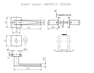 Okucia drzwiowe ROSTEX EMONT/H z bolcami (STAL NIERDZEWNA MATOWA)