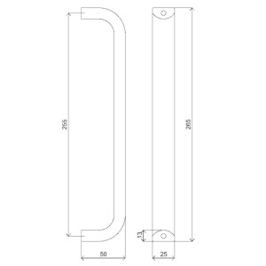 Klamka ze stali nierdzewnej „D” HOLAR, 255 mm jednostronna - Satim mat