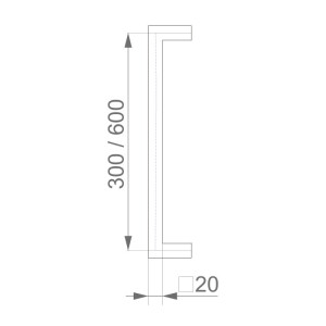 Klamka ze stali nierdzewnej &quot;U&quot; HOLAR, kwadrat 20x20 mm - satyna mat