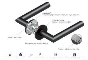 Okucia drzwiowe QOLIBRI Smartbloc WC 1106 - R (Czarny Satyna)