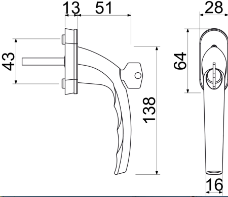 Klamka okienna zamykana RICHTER RHW.009.L (F1)