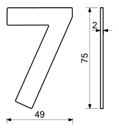 Numer ze stali nierdzewnej w płaskim wzorze „2D” RICHTER RN.75L (czarny)