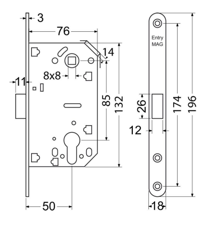 Zamek magnetyczny do drzwi wewnętrznych drewnianych RICHTER EN.M01.PZ.85.50.18.CHM.PL