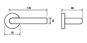 Okucia drzwiowe TWIN LEKO LOFT H 1893R METAL (E EN 1906 klasa 3)